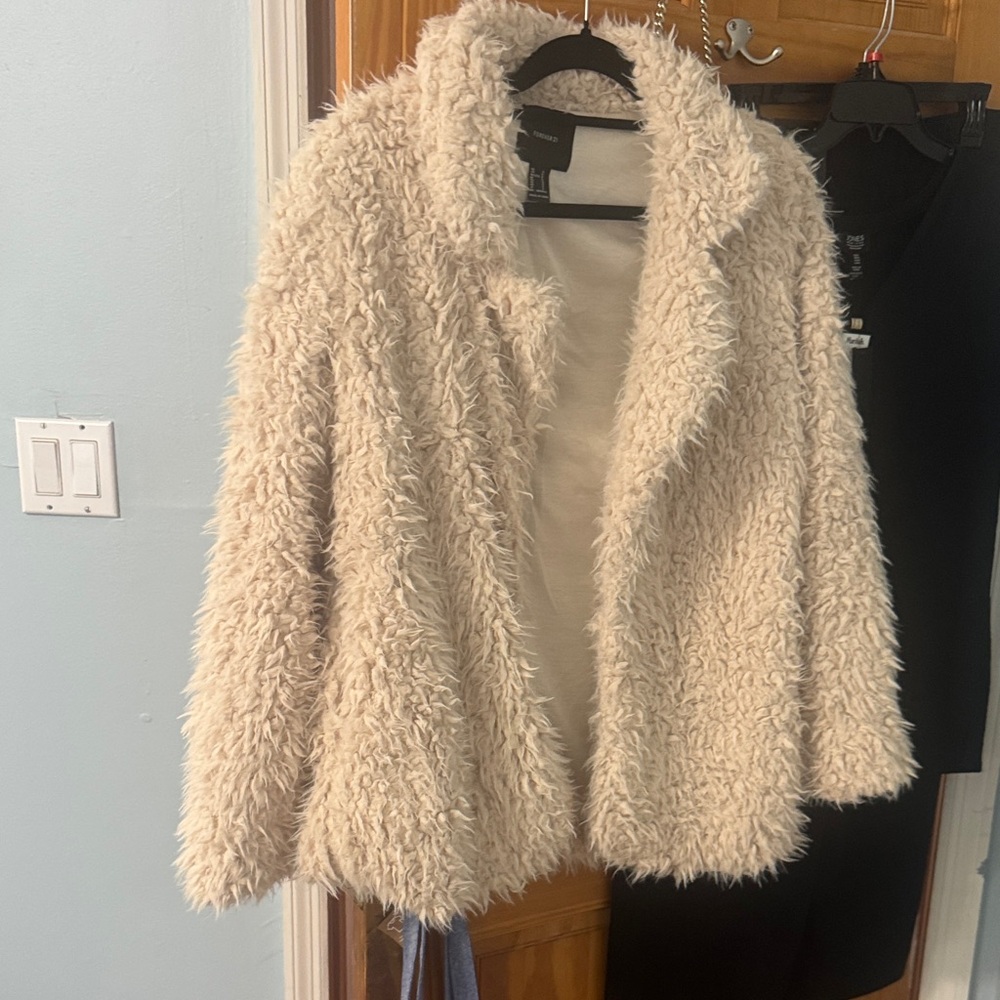 Forever 21 Cream Teddy Jacket